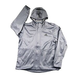 Adidas ClimaWarm Blue Gray Heathered Full Zip Hoodie Jacket Men's XL EI8385